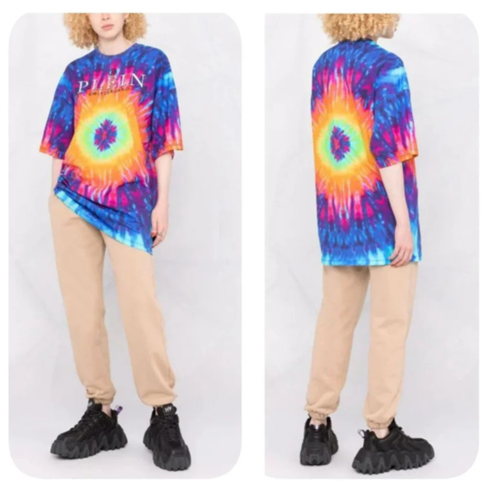 Philipp Plein Tie Dye-Print T-Shirt Dress Sz L